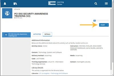 PCI DSS Security Awareness Training screen